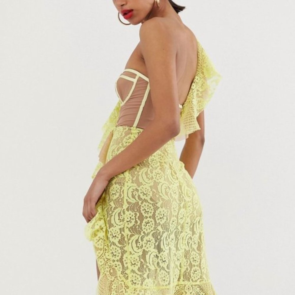 NWT For Love & Lemons Tati Lace Dress with Contrast Exposed Bodice Size XS - Picture 3 of 15